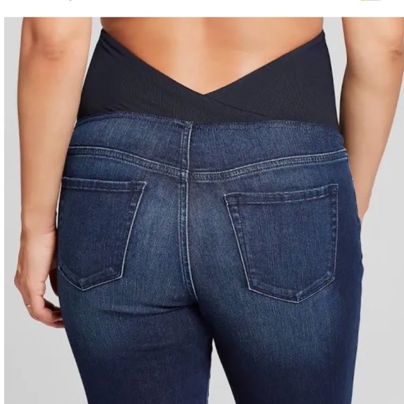 ISABEL maternity over the belly skinny ENTUBADO dark wash jeans 14/32R - Picture 2 of 13